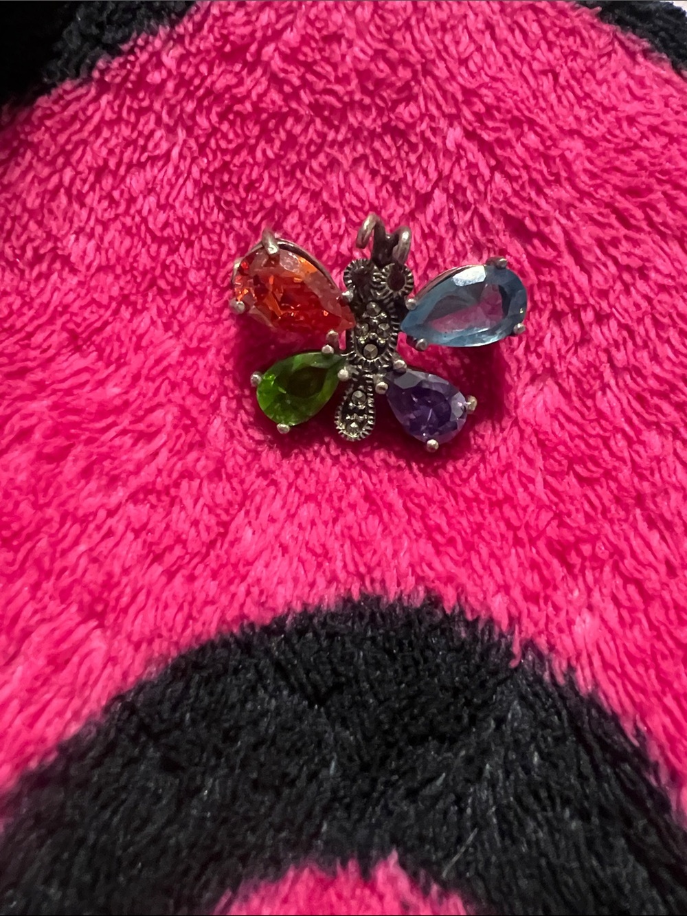 Kids Butterfly Gem Pin — Multicolor Sparkle vintage